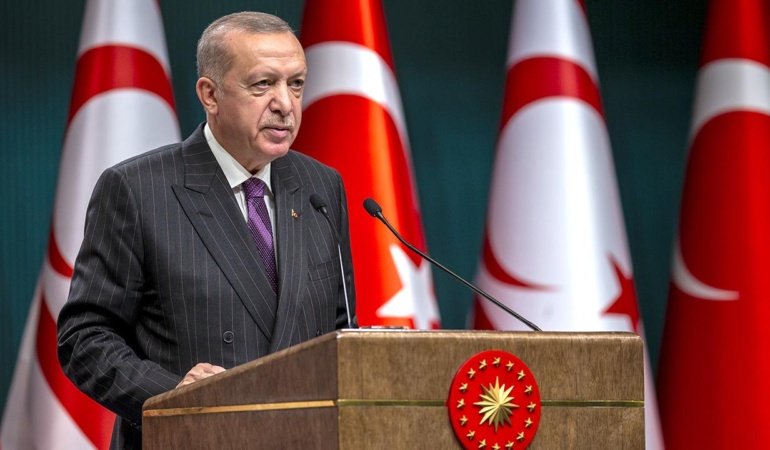 Cumhurbaşkanı Erdoğan, KKTC Cumhurbaşkanı Erhürman ve KKTC Başbakanı Üstel ile görüştü